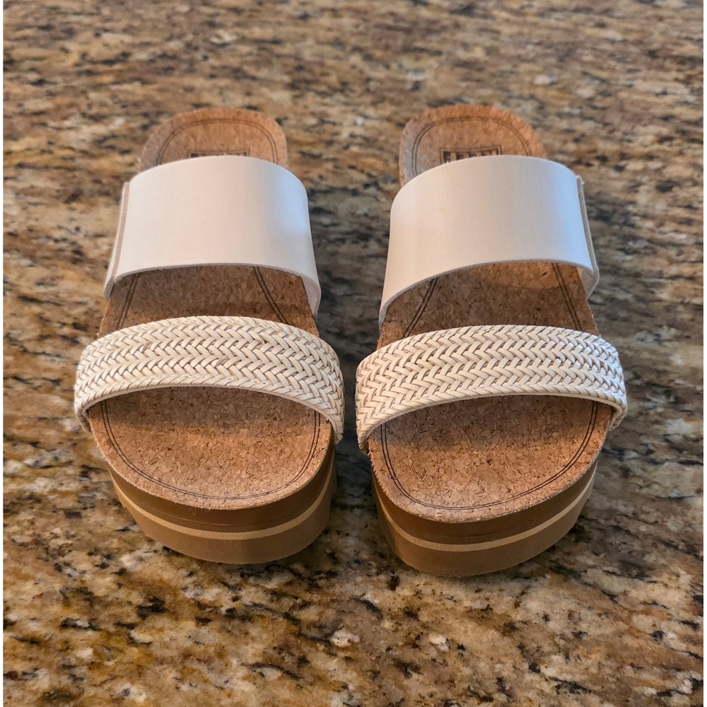 Reef Cushion Vista Hi Platform Sandals White Woven Slides Womens 7 - Picture 2 of 6